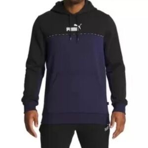 PUMA Men's Colorblock Hoodie, Navy Blue/Black, Size XL NWT
